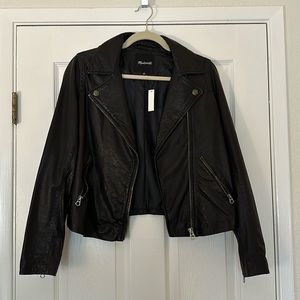 Washed Leather Motorcycle Jacket: Brass Hardware Edition - M (NWT)